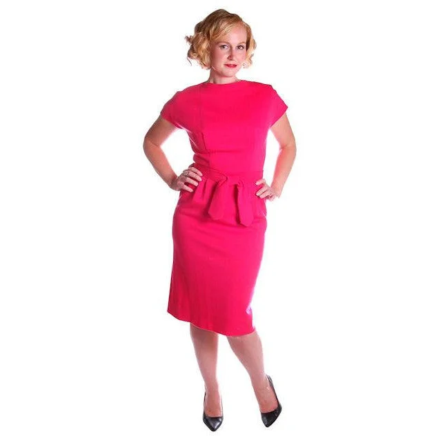 Vintage Classic Day Dress Rasberry Wool Late 1950s 4-6