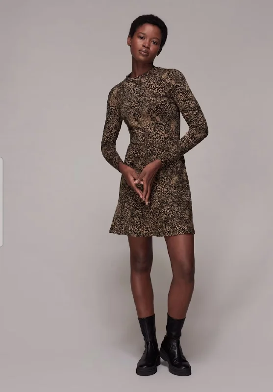 Whistles jacquard leopard print knitted flappy dress - size 10