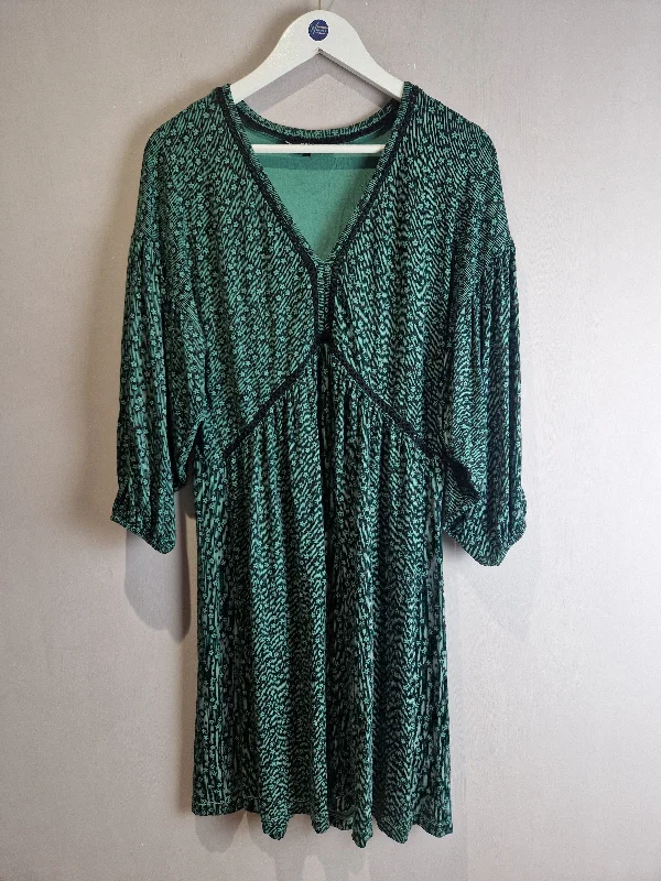 Next jersey green & black dress - size 14