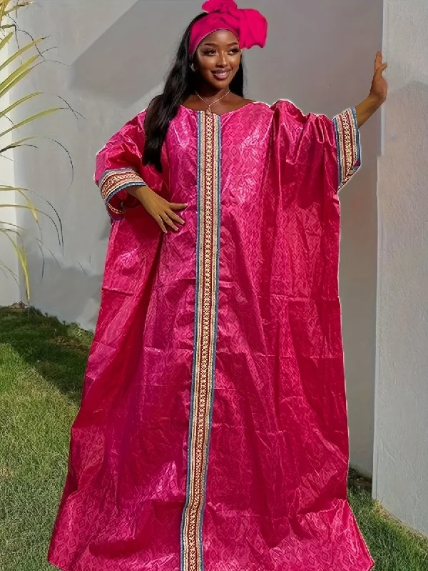 African Bazin Riche Long Dress with Scarf, Swiss Voile Lace Dashiki Gown, Traditional Women'S Party Attire.