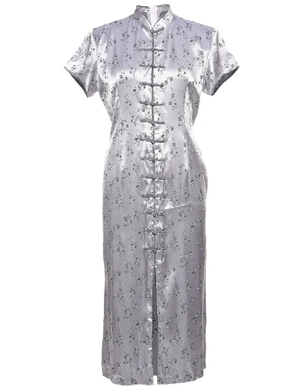 Floral Print Evening Dress - L