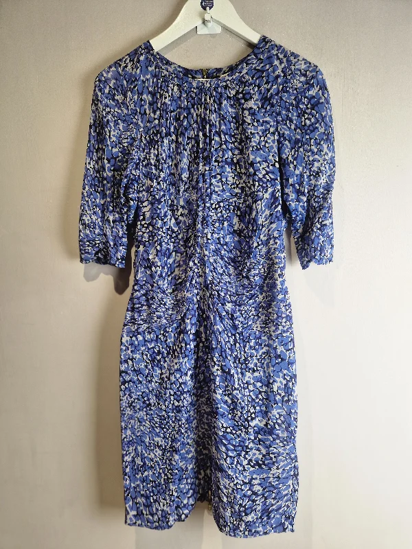 Whistles blue printed silk dress - size 14 (best fit 12)