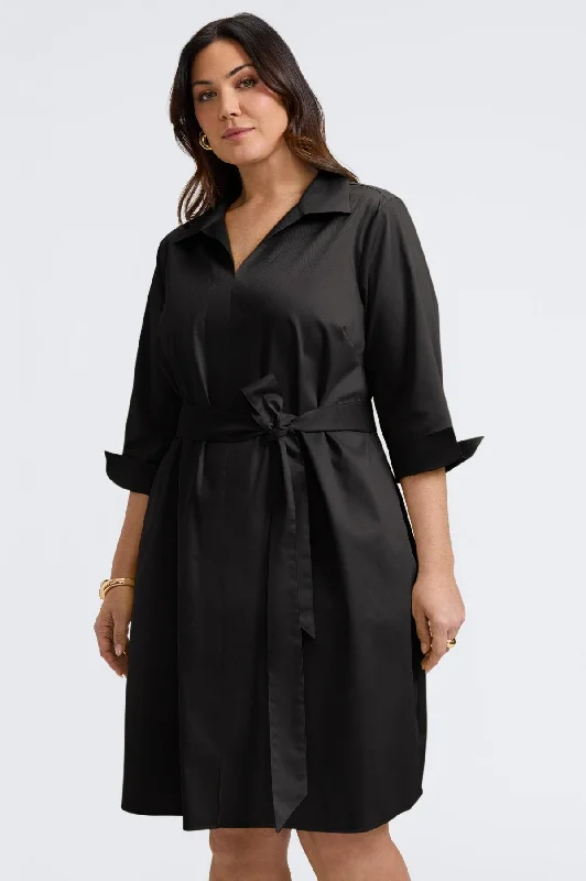 Agnes Plus No Iron Stretch Matte Sateen 3/4 Sleeve Dress