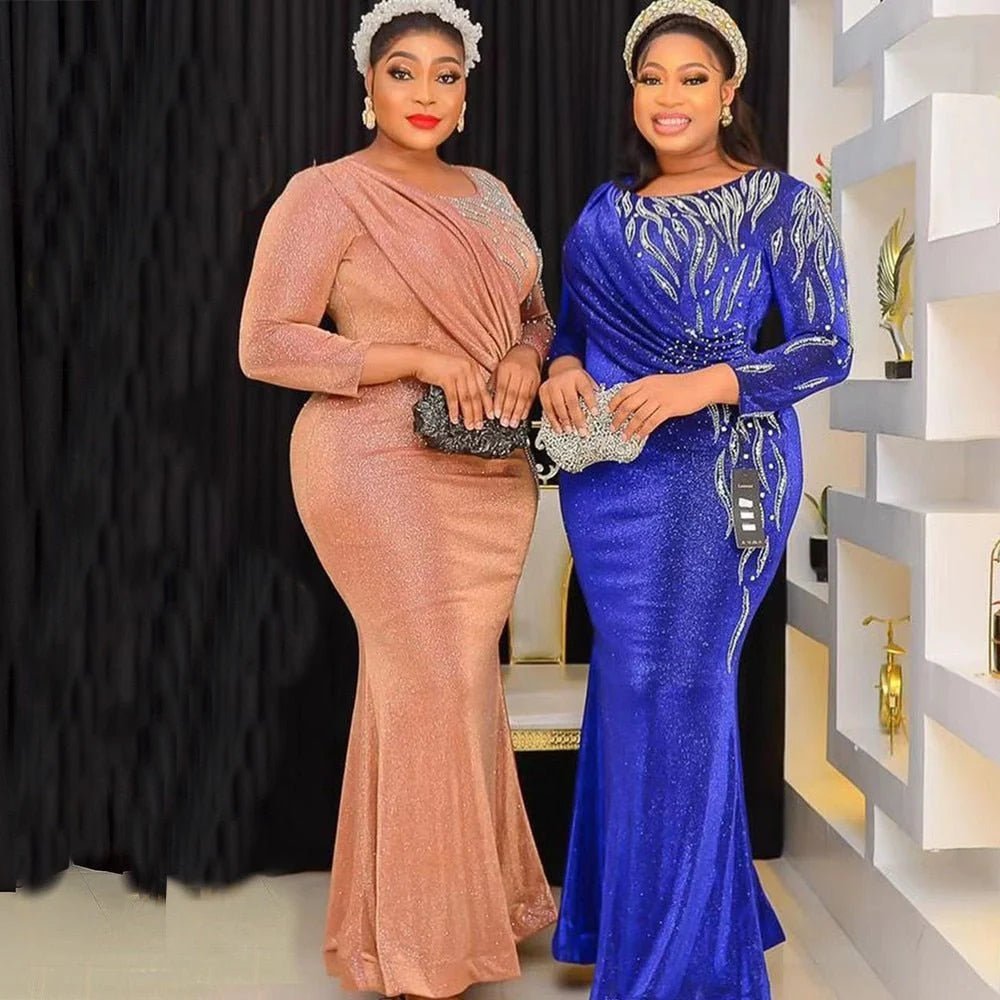 Elegant Plus Size African Evening Gowns Long Dresses for Weddings and Parties Clothing Details