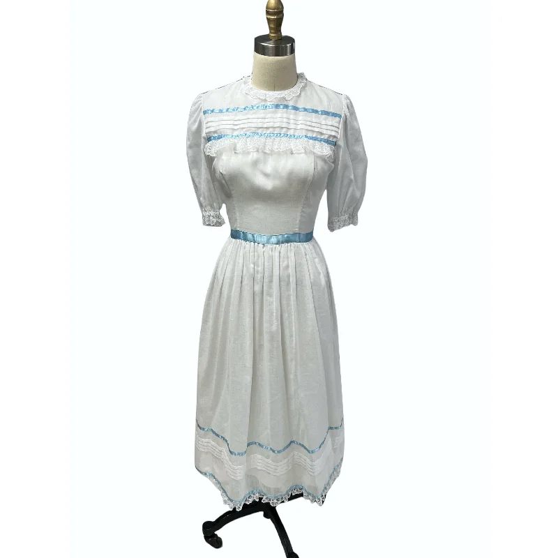 VTG 80s  Gunne Sax WHITE Dress Jessica McClintock Cottagecore Prairie Princess NWT S