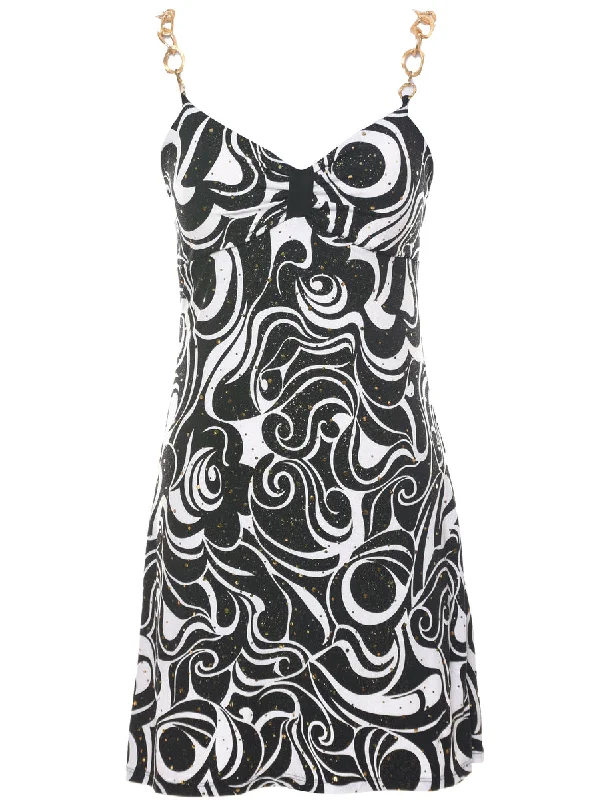 Psychedelic Print Y2K Evening Dress - XS