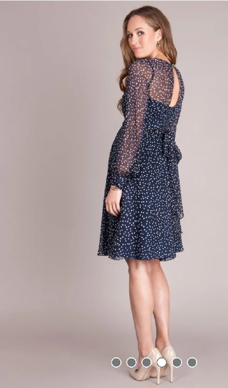 Seraphine Luxe navy spotty MATERNITY  dress - size 10