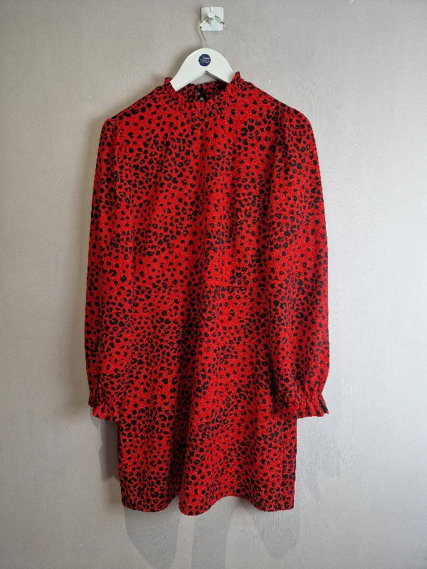 New Look Red leopard print dress - size 14
