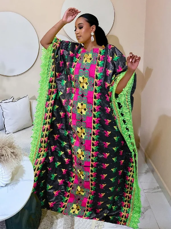 Elegant African Baizn Riche Boubou Dresses with Unique Embroidery and Stones for Nigerian Women’s Wedding and Party