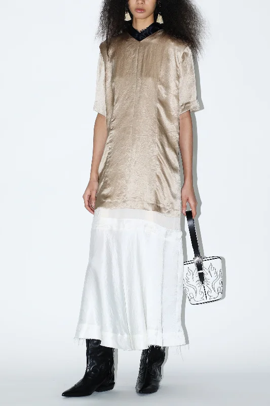 ACETATE SATIN S/S DRESS