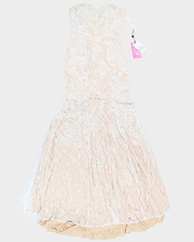 Women's Jovani White Beaded Strapless Evening Dress - XS