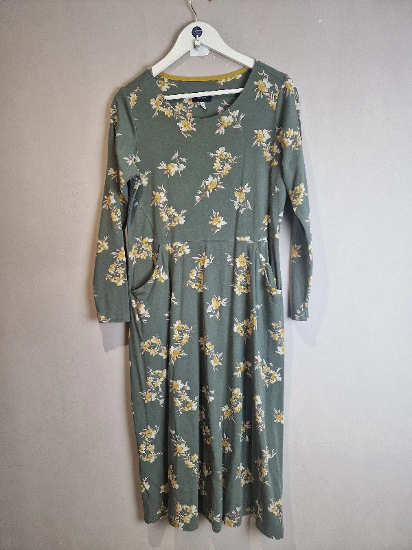 Joules Cassidy grey posy jersey dress - size 14