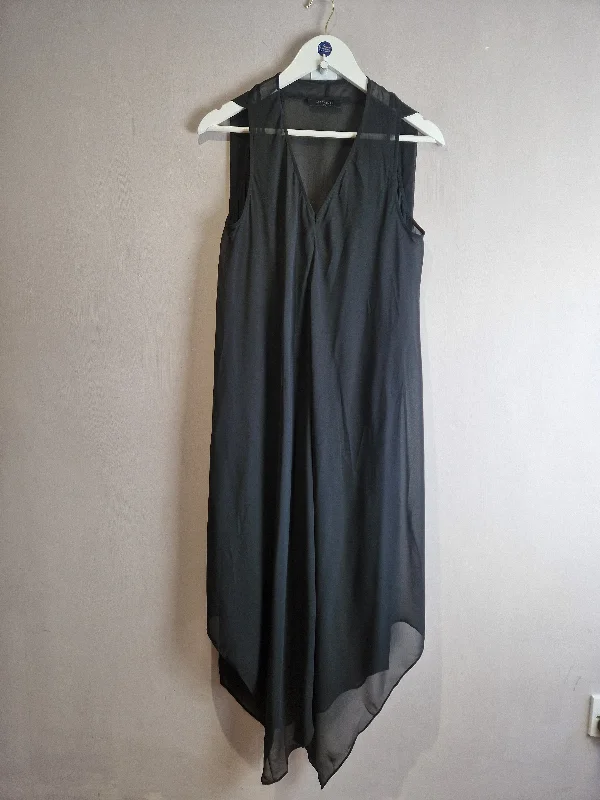 AllSaints long black Blaze sheer dress - size 12