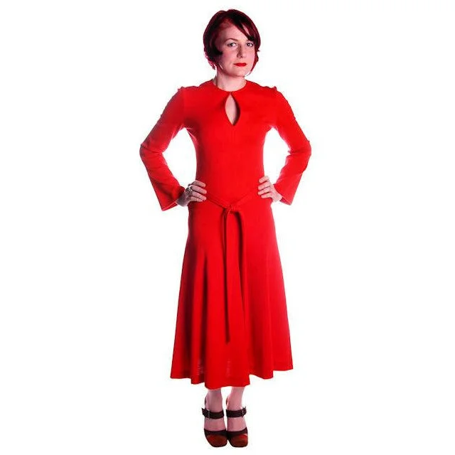 Vintage Red Wool Knit Dress Sibley Coffee LTD Small 1970s