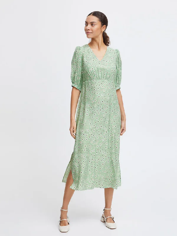 B Young ByIbano Long Dress Fair Green Flower