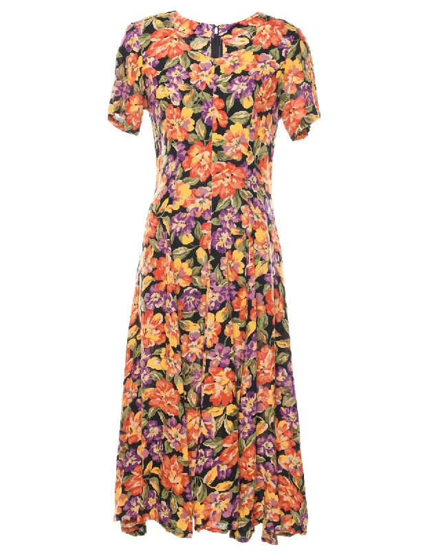 Multi-colour Floral Print Dress - S