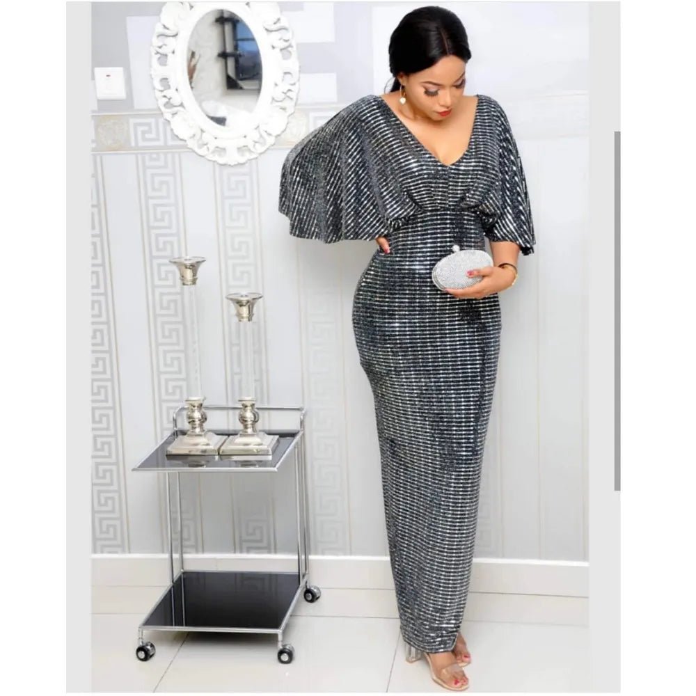 Sophisticated Plus Size Long Dress in Elegant African Style for Women