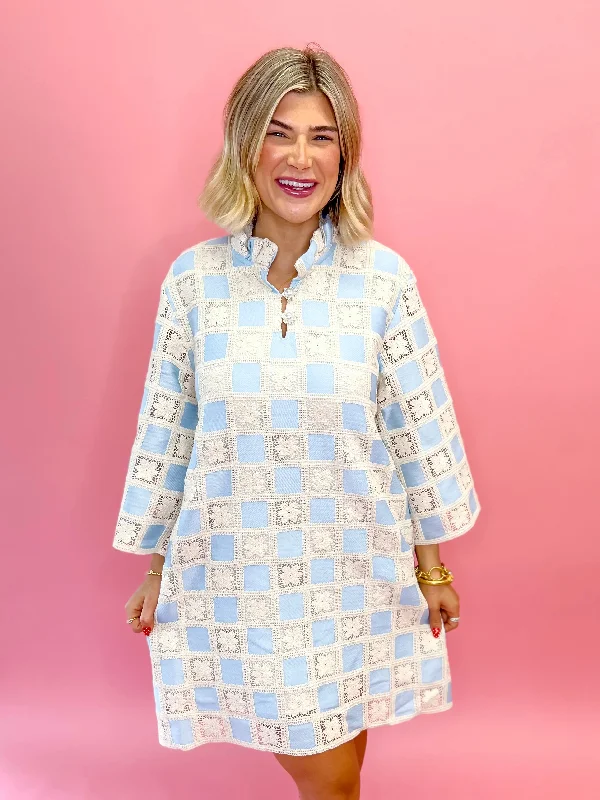 [Brianna Cannon] Blue Patchwork Dress