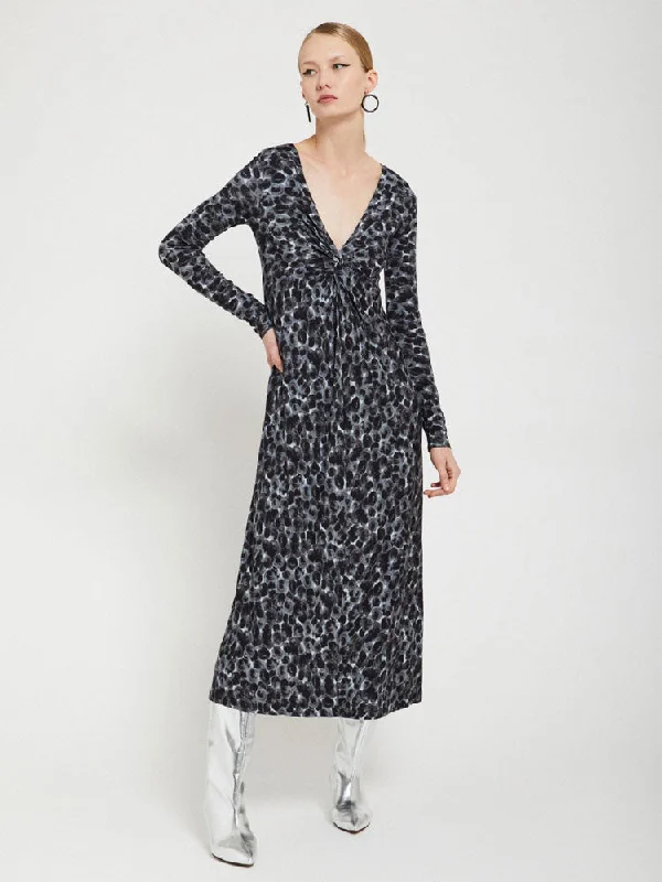 Ottod'Ame Printed Viscose Long Dress with Knot