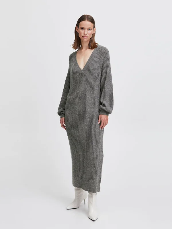 B Young ByOmartha Long Dress Mid Grey Melange