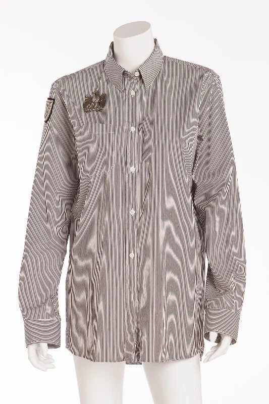 Balmain - Gray Stripe Blouse with eagle - FR 40