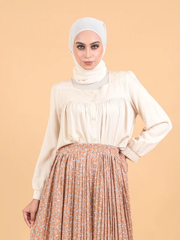 SQUARE NECK PLEAT BLOUSE CT227