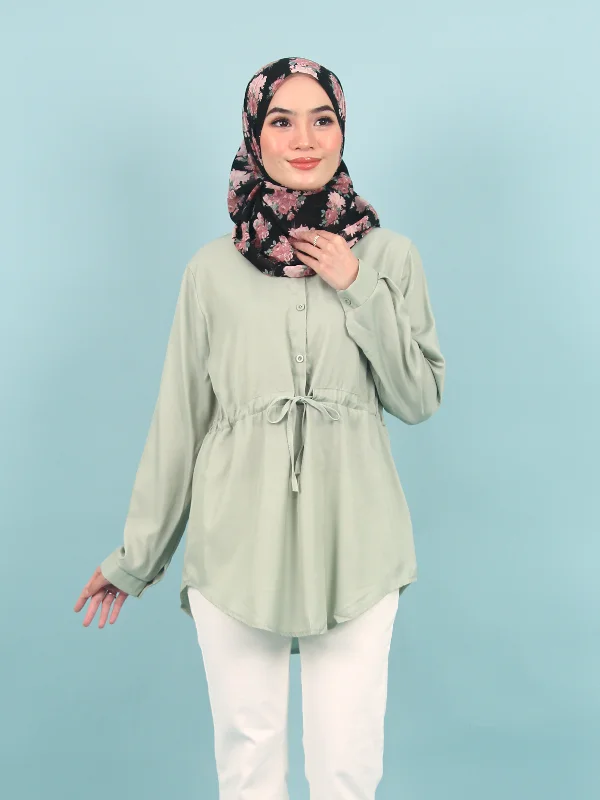 TIE WAIST COTTON BLOUSE CT276 Modern Oversized Blouse