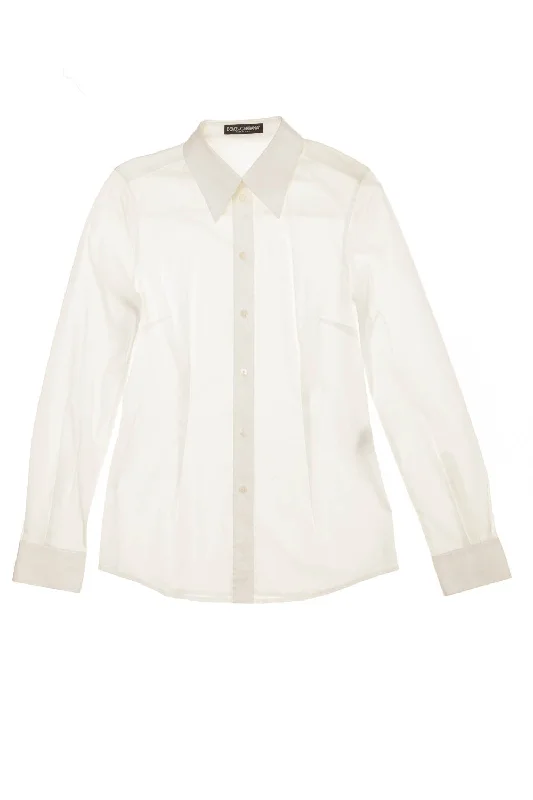 Dolce & Gabbana  - White Long Sleeve Button Up Blouse - IT 42 -