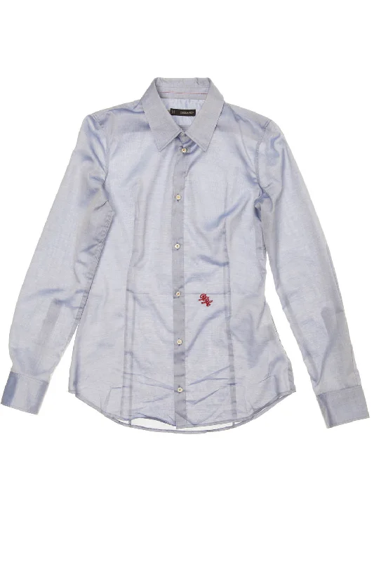 Dsquared2 - As Seen on the 2012 Fall Runway Collection, Look 8 - Sky Blue Long Sleeve Button Up Blouse - IT 44