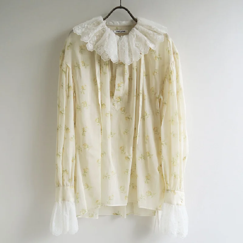 【FUMIKA UCHIDA/フミカウチダ】 <br>FLOWER PRINTED RUFFLE HIGH-NECK BLOUSE <br>U-SH004