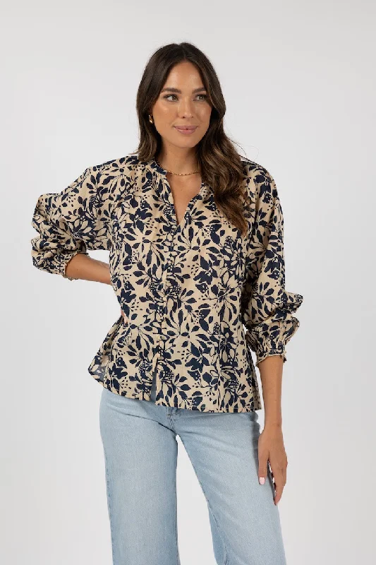 Humidity Eden Blouse - Navy Print