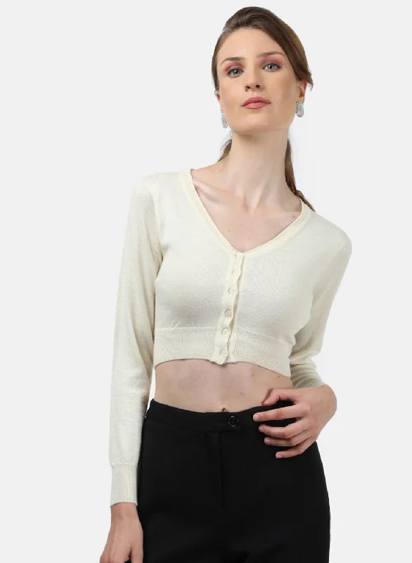 Women Cream Solid Blouse