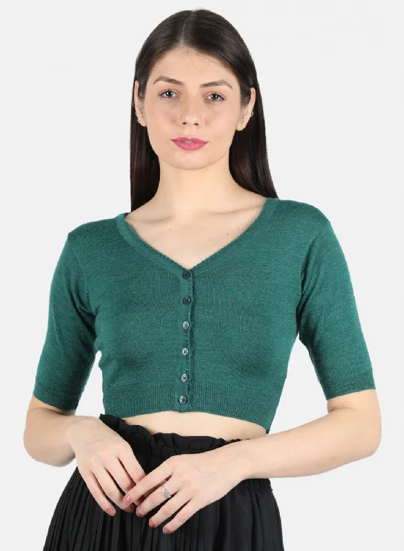 Women Green Solid Blouse