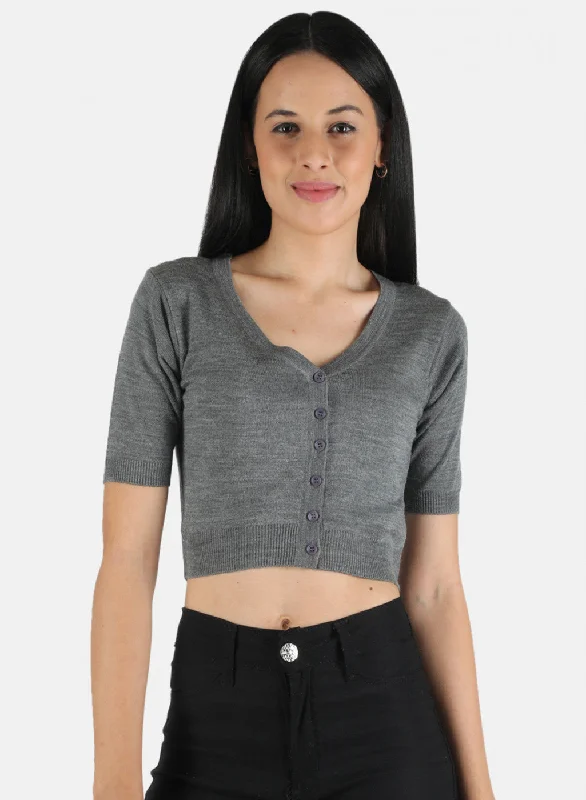 Women Grey Solid Blouse