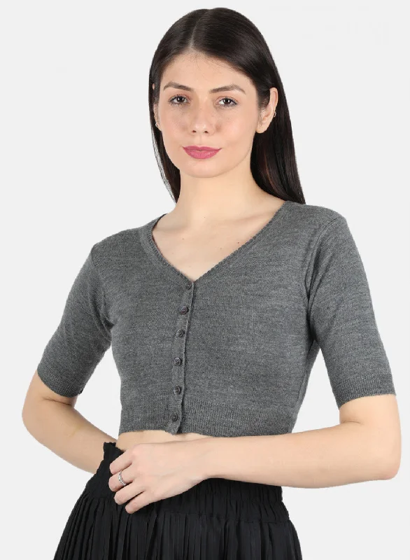 Women Grey Solid Blouse