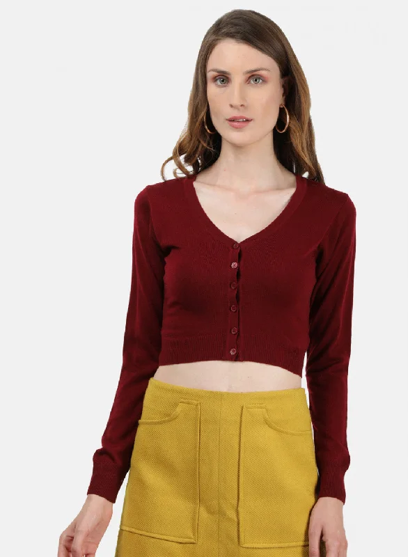 Women Maroon Solid Blouse