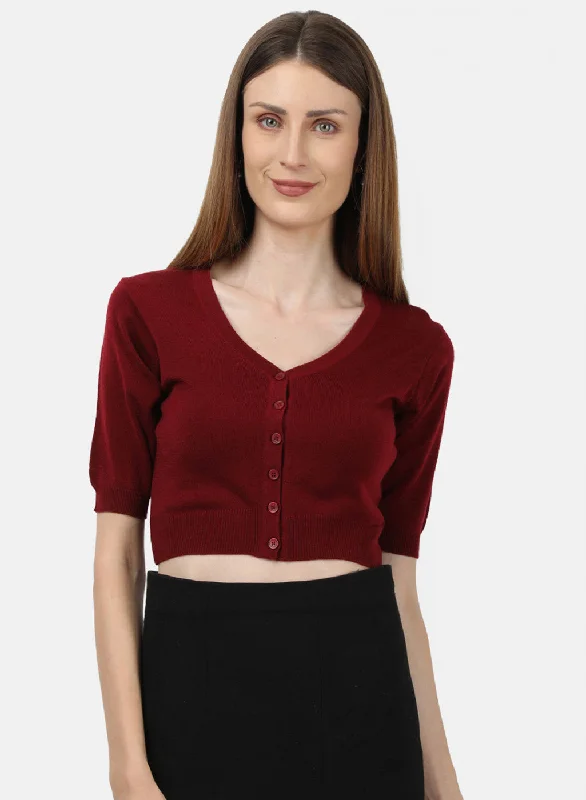 Women Maroon Solid Blouse