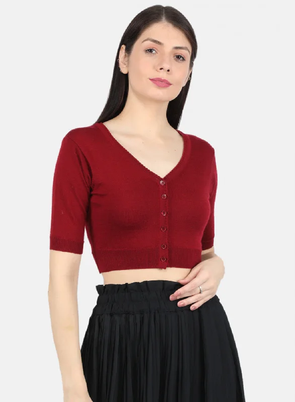 Women Maroon Solid Blouse