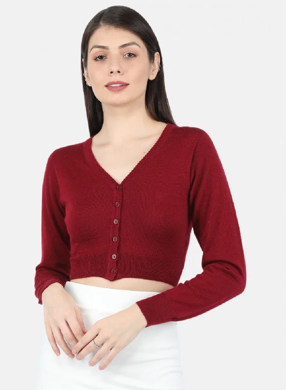 Women Maroon Solid Blouse