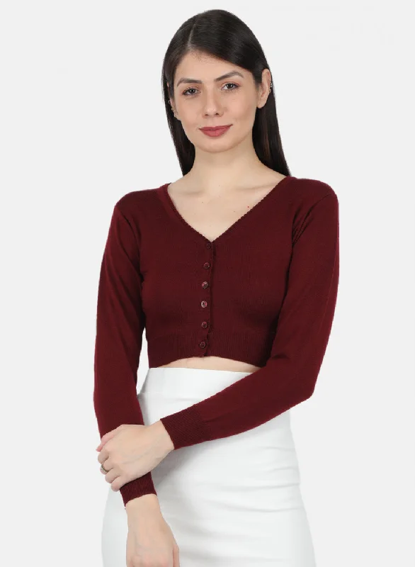 Women Maroon Solid Blouse