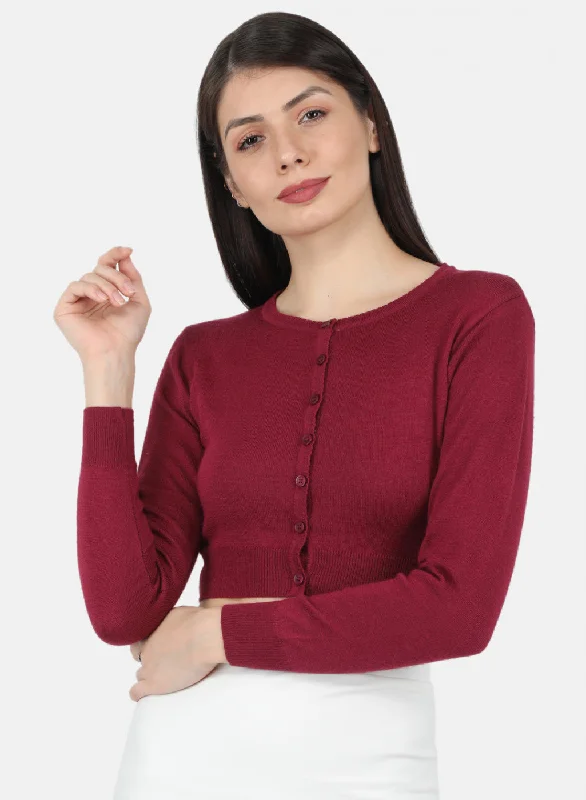 Women Maroon Solid Blouse