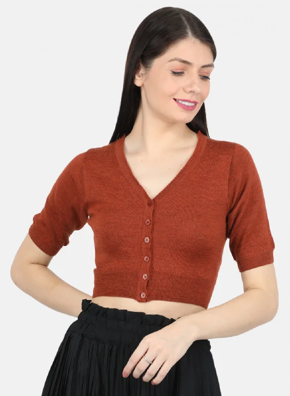 Women Rust Orange Solid Blouse