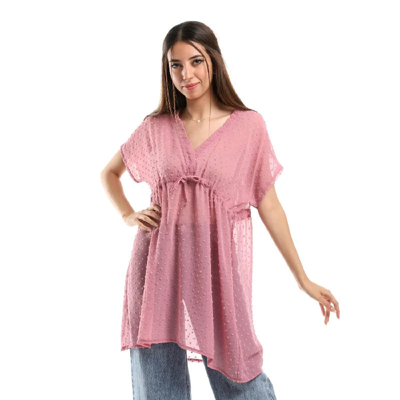 Self Stitches Sheer Short Sleeves Blouse - Kady