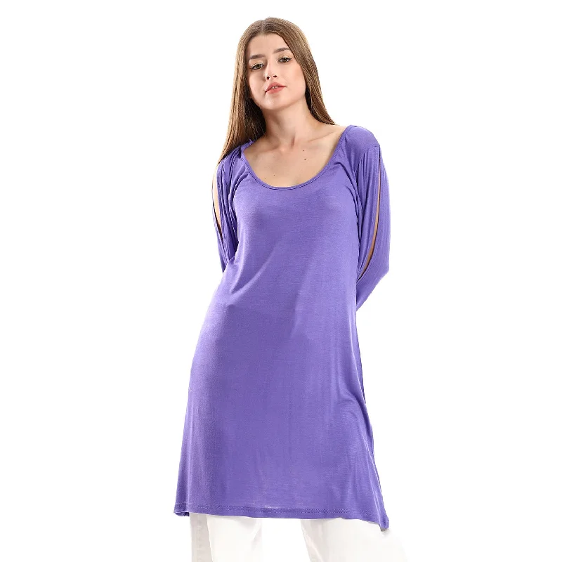 Wide Round Collar Blouse With Sided Sleeves - Kady