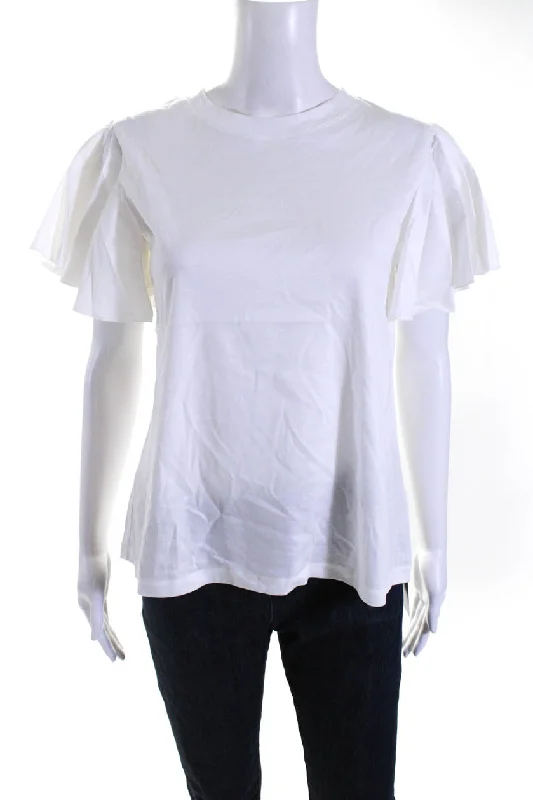 Adeam Womens Ruffle T-Shirt White