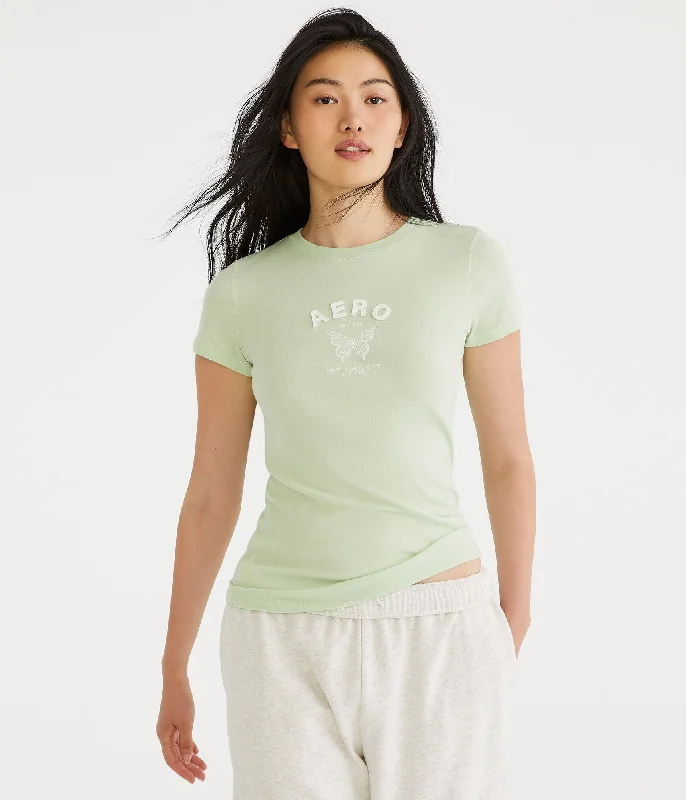 Aeropostale Arch Butterfly Appliqué Graphic Tee