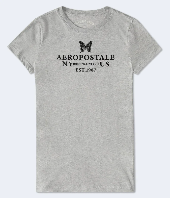 Aeropostale Butterfly Flocked Graphic Tee