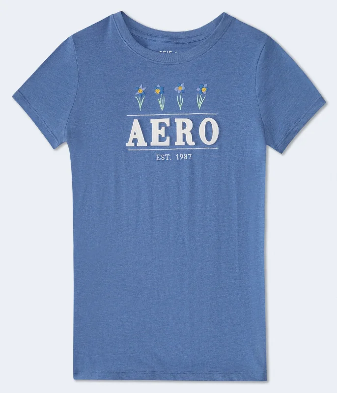 Aeropostale Flower Row Appliqué Graphic Tee