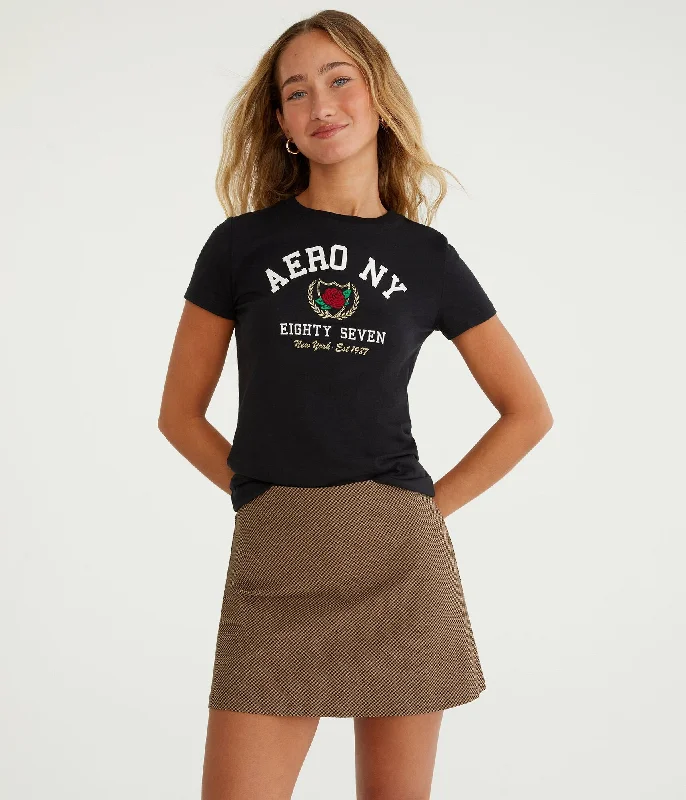 Aeropostale Ny Rose Crest Appliqué Graphic Tee