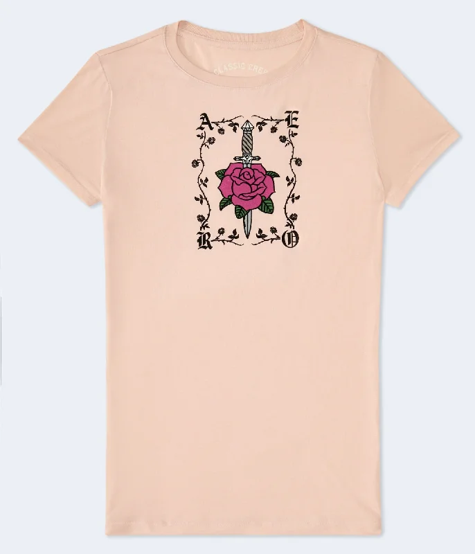 Aeropostale Rose Vine Flocked Graphic Tee